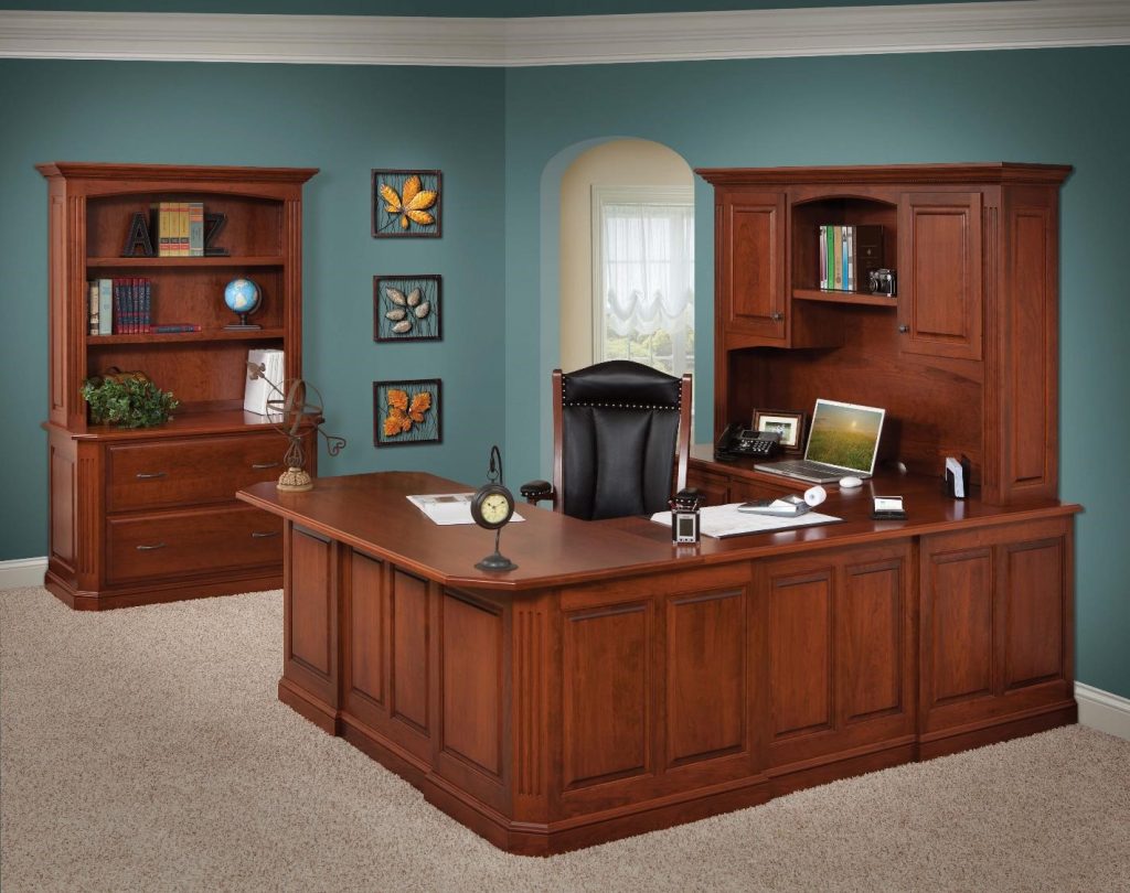 Solid cherry office furniture with numerous options.