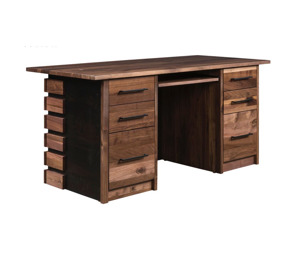 Modern Executive Desk shown in maple with ebony stain, accented with walnut with a natural finish.