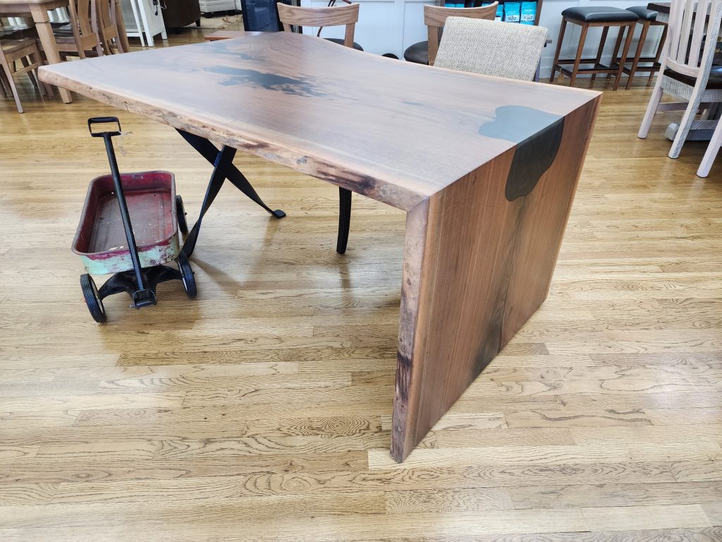 Live Edge Waterfall Desk with Epoxy Fill